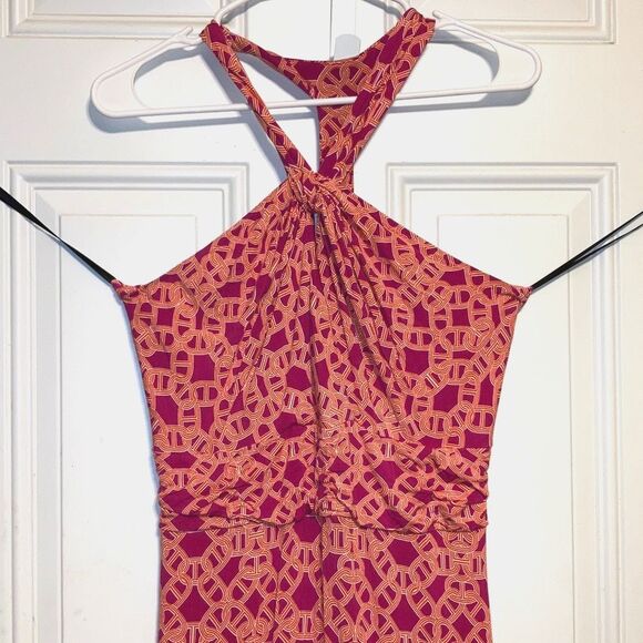 LAUNDRY by SHELLI SEGAL Printed Mediterranean Maxi Halter Dress Womens Medium - Picture 7 of 13